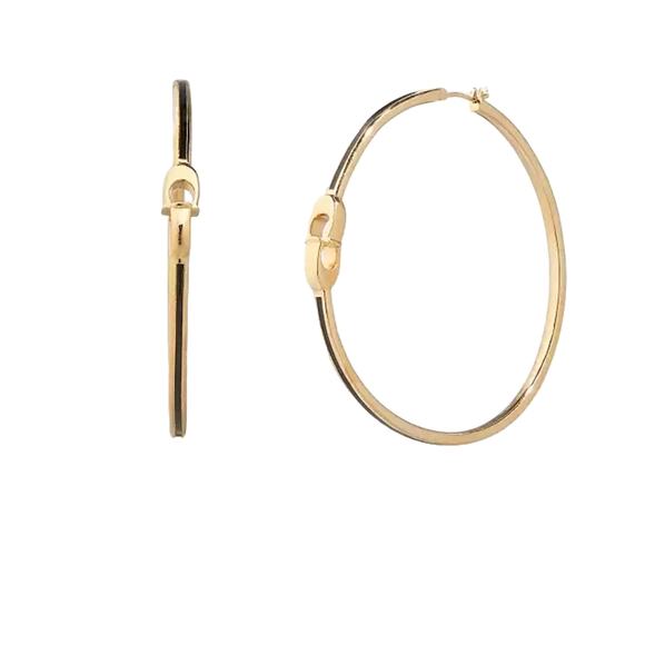 COACH INTERLOCKING SIGNATURE ENAMEL MEDIUM HOOP EARRINGS - Picture 1 of 1